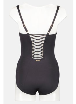 Michael Kors Women Plain Padded One Piece, Black  - Image 2