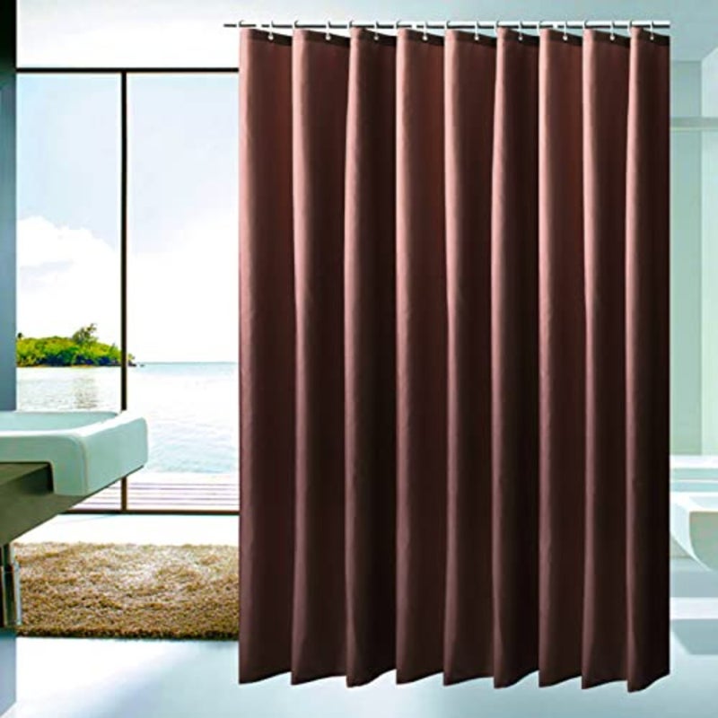 baihuoBrown Coffee Shower Curtain Quick Dry, 180cm × 180cm Cloth Shower Curtain with Grommet and Hooks, 100% Waterproof Washable, Easy Clean Easy Clear - Image 1