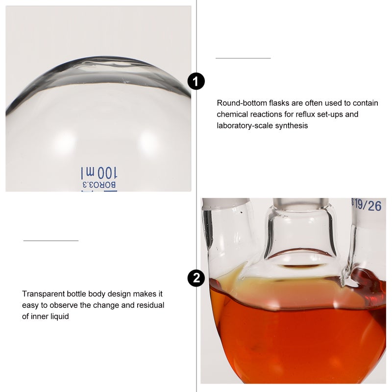 1Pc 3 Neck Round Bottom Boiling Flask Multi Neck Distillation Apparatus - Image 5