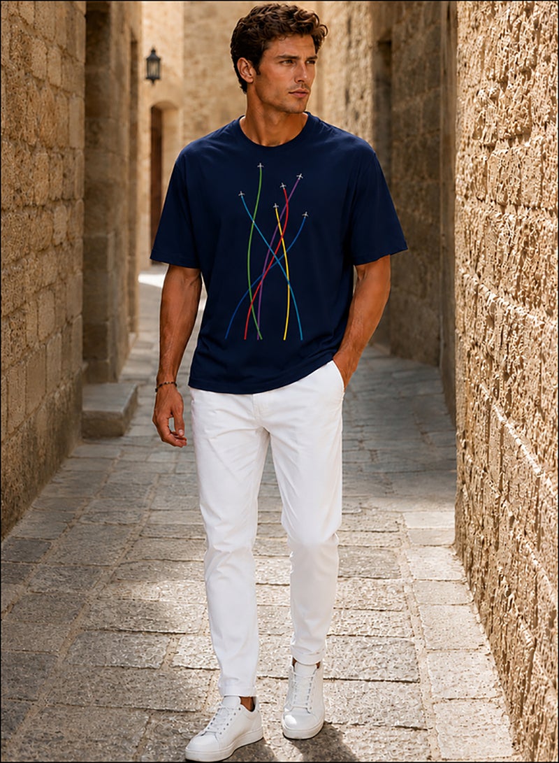 Hero Basic Oversized Airplane Print T-Shirt
