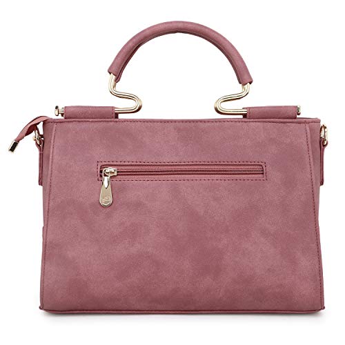 EVEDA PU Synthetic Leather Stylish Fancy Top Handle Daytrip Crossbody Handheld Handbag For Women (Pink) - Image 3