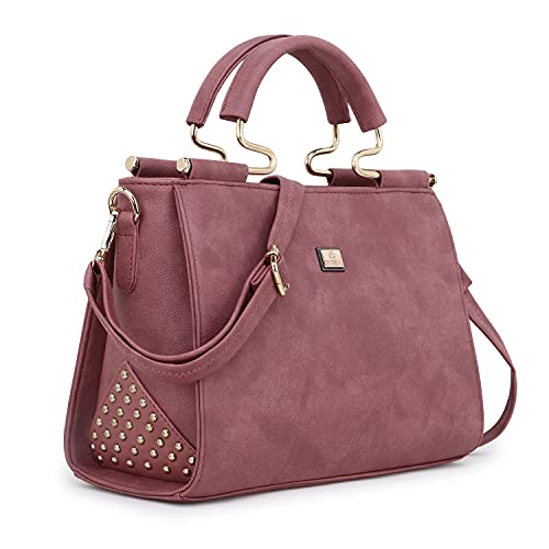EVEDA PU Synthetic Leather Stylish Fancy Top Handle Daytrip Crossbody Handheld Handbag For Women (Pink) - Image 1