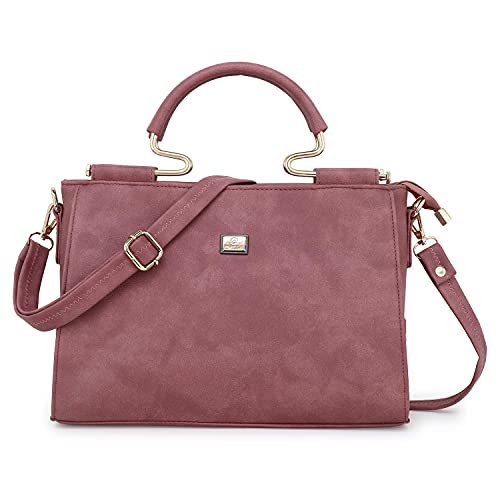 EVEDA PU Synthetic Leather Stylish Fancy Top Handle Daytrip Crossbody Handheld Handbag For Women (Pink) - Image 2
