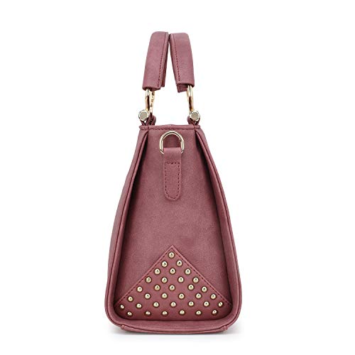 EVEDA PU Synthetic Leather Stylish Fancy Top Handle Daytrip Crossbody Handheld Handbag For Women (Pink) - Image 4