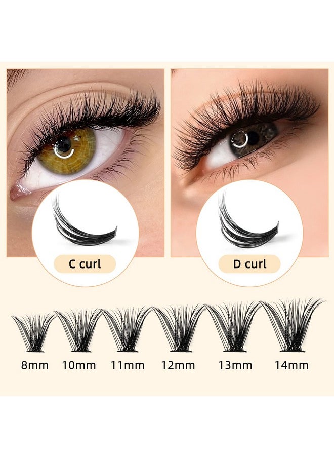 QUEWEL - Cluster Lashes 240Pcs Individual Lashes 30D+40D C Curl Mix8 14Mm Lash Extensions Clusters Lashes Soft&Natural False Eyelashes Individual Diy Eyelash Extension At Home(30D+40D C Mix8 14) - Image 1