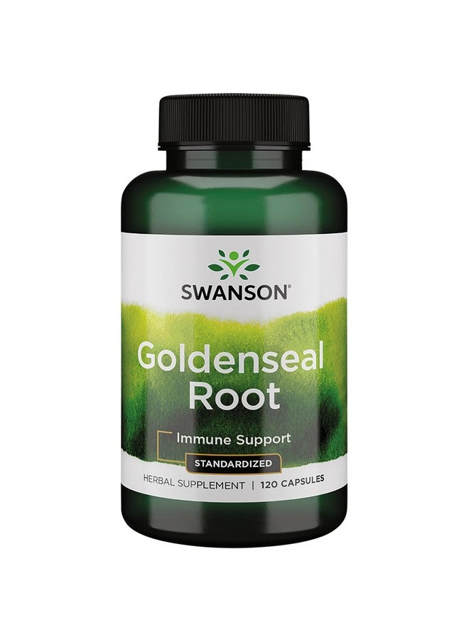 Swanson Goldenseal Root - Herbal Supplement Promoting Immune Support and Overall Wellness - Features Goldenseal Root Extract Standardized to Minimum 5% Total Alkaloids - (120 Capsules, 125mg Each) - Image 1
