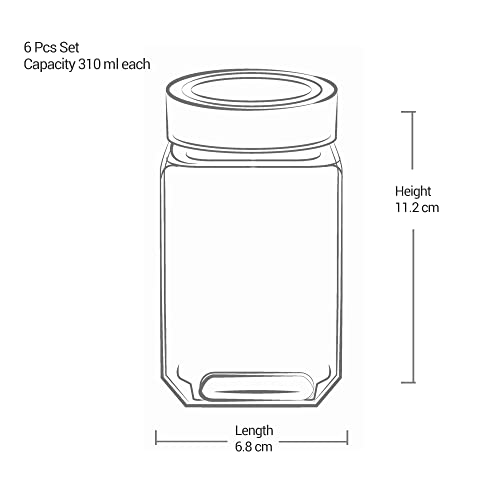 Treo By Milton Cube Storage Glass Jar, Set of 6, 310 ml Each, Transparent, BPA Free, Storage Jar, Kitchen Organizer, Modular, Multipurpose, Cookies Jar - Image 5