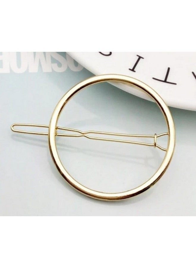 QTMY 4 Pcs Round Circle Triangular Lips Moon Shaped Hair Pin Clips Hair Jewelry Hair Accessories (Golden) - Image 2