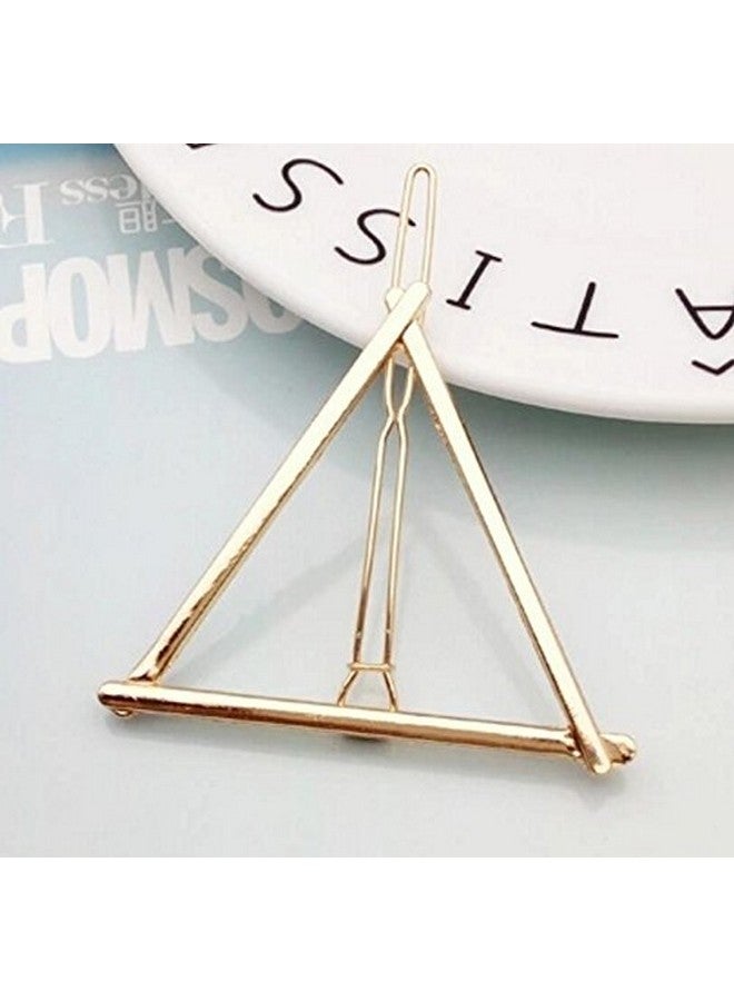 QTMY 4 Pcs Round Circle Triangular Lips Moon Shaped Hair Pin Clips Hair Jewelry Hair Accessories (Golden) - Image 5