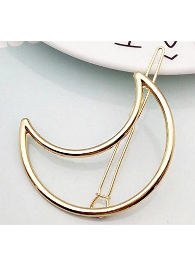 QTMY 4 Pcs Round Circle Triangular Lips Moon Shaped Hair Pin Clips Hair Jewelry Hair Accessories (Golden) - Image 4