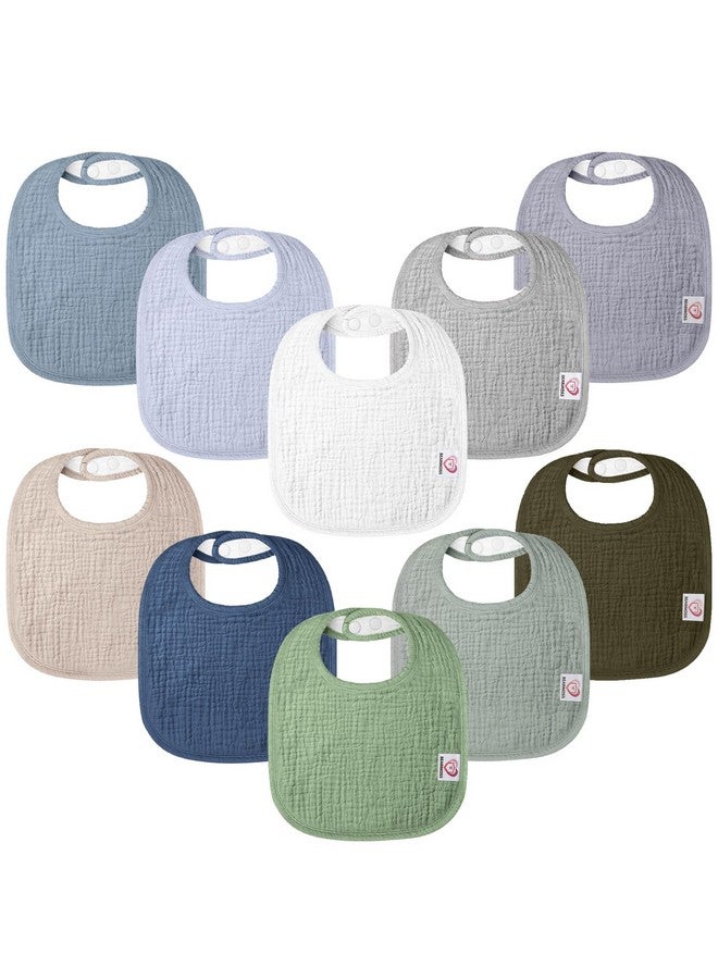 Bearmoss 100% Cotton Muslin Baby Bibs 10-Pack Baby Drool Bibs for Unisex Baby Toddlers Infant Newborns Drooling and Teething(Island) - Image 1