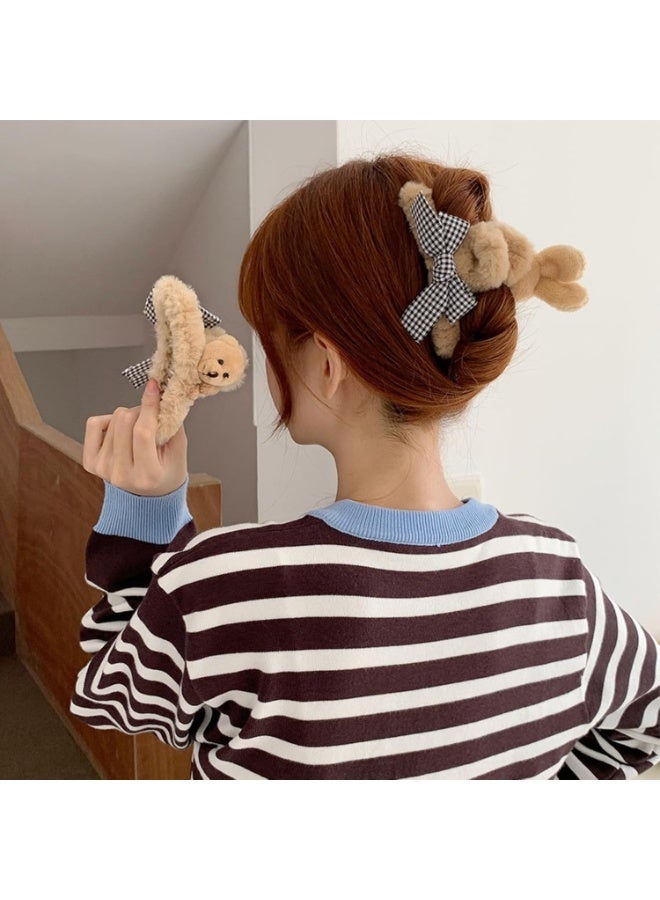 4 قطع من مشابك الشعر الكبيرة، مقاس 4.33 بوصة، على شكل دب قطيفة رقيق، مشبك شعر على شكل زهرة، مشبك فك، للنساء والفتيات، دبابيس شعر نصف كعكة، لإكسسوارات الشعر الكثيفة والرقيقة والمجعدة (4 قطع). - Image 2