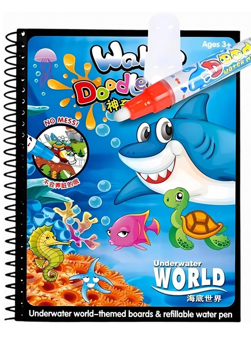 LIMOS Magic Water Colouring Book for Kids – Reusable Water Drawing Pad with Magic Pen – Early Education Doodle Painting Toy for Toddlers – Mess-Free Fun for Boys & Girls  - Image 1