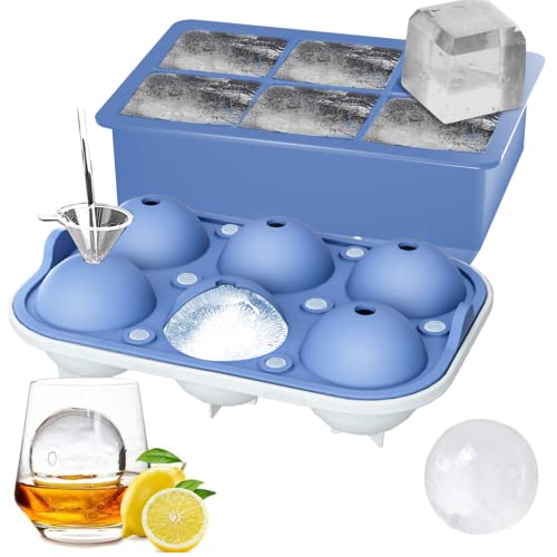 ROTTAY Ice Cube Trays (Set of 2), Sphere Ice Ball Maker with Lid & Large Square Ice Cube Maker for Whiskey, Cocktails and Homemade, Keep Drinks Chilled - Image 1