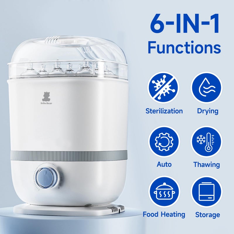 Snow Bear Baby Bottle Sterilizer and Dryer, 6-in-1 Electric Steam Bottle Sterilizer for Baby Bottle & Pacifiers, Breast Pump Parts, Large Capacity 13 Bottles, Fast Drying, Easy to Clean - Image 2