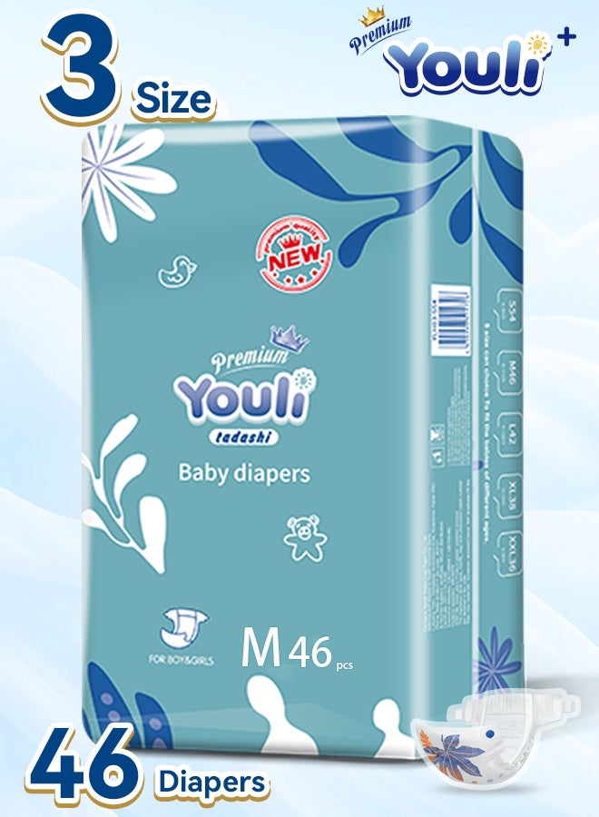 Youli Baby Diapers,Taped Diapers Size 3, 6-11 Kg, 360° Leak-Free Fit For Up To 100% Leakage Protection, Ultimate Comfort 46 Diapers - Image 1