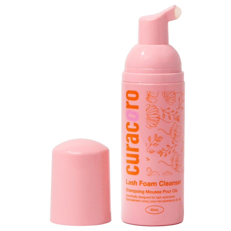 CURACORO 60ML Eyelash Extension Cleanser - Lash Shampoo for Lash Extensions, Eyelash Extension Foam Cleanser for Dry & Sensitive Skin, Gently Removes Waterproof Makeup for Professional & Home Use - Image 1