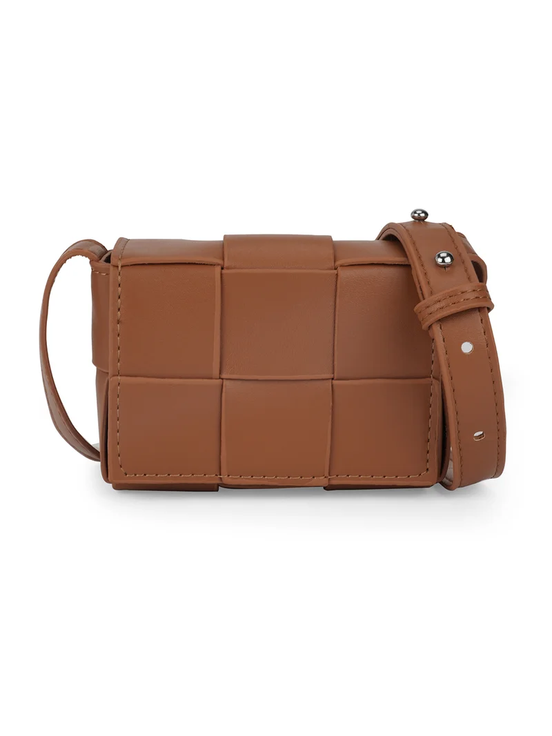 جلو باص حقيبة نسائية صغيرة للحفلات من جلوبس بلون بني بتصميم طبقات متداخلة