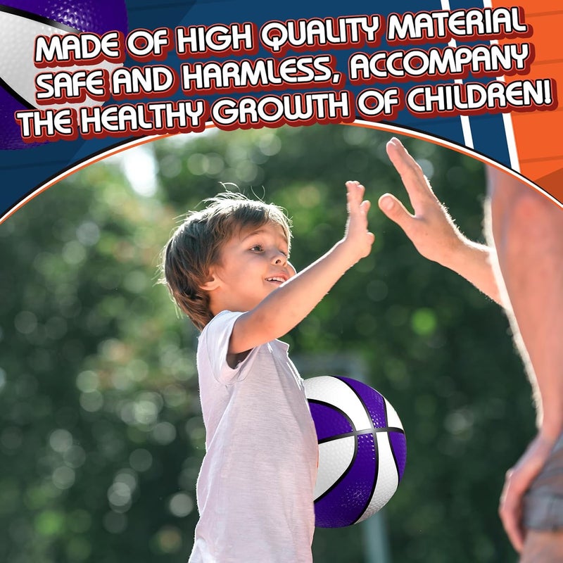 Syhood Syhood 12 Pcs Mini Small Basketballs Set with 2 Pumps 7 x 7 Inches Small Plastic Basketball for Pool Indoors Outdoors Game Party FavorsPurple White - Image 5