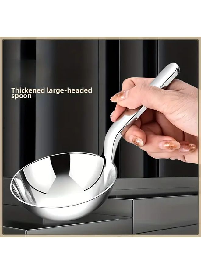 Large Round Spoon Stainless Steel Multi Functional Soup Ladle Ergonomic Handle - Image 1