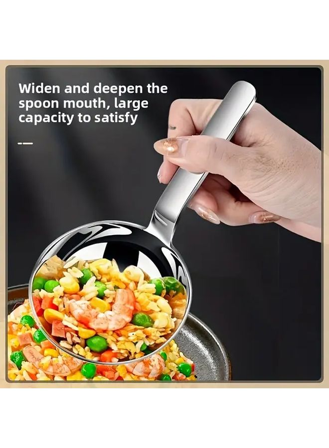Large Round Spoon Stainless Steel Multi Functional Soup Ladle Ergonomic Handle - Image 3
