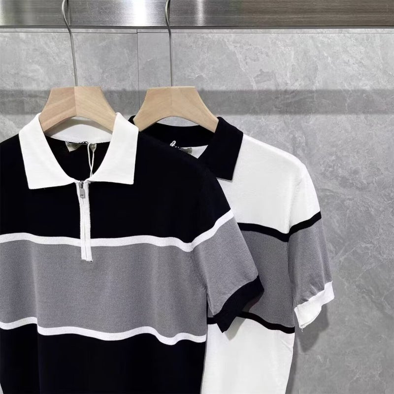 Slim Fit Summer Polo Shirt for Men 2024 Black