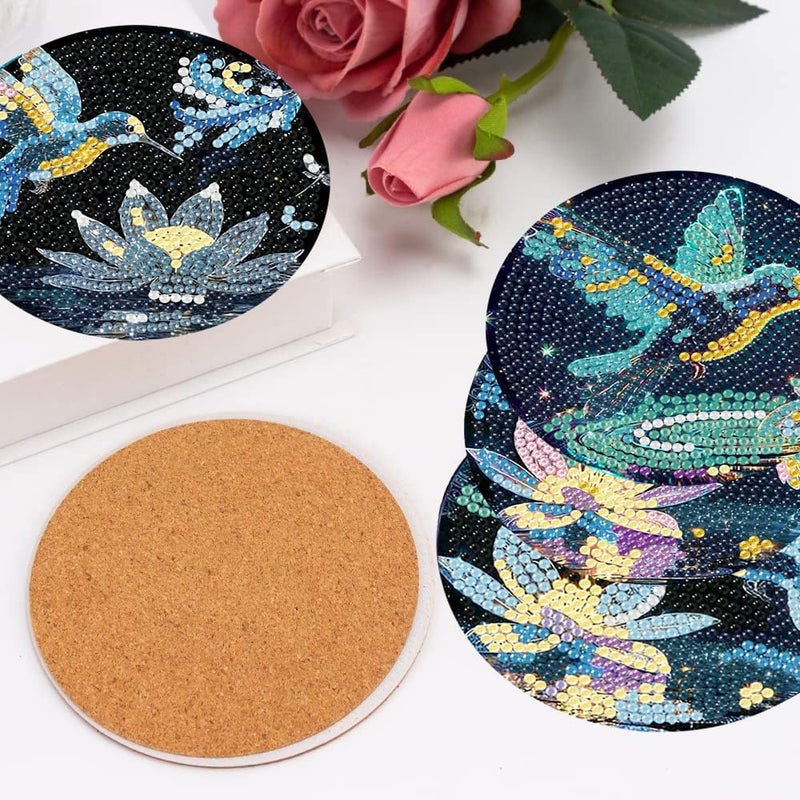 mrpwnle 8 Pieces Diamond Art Coasters Kits-Hummingbird Diamond Painting Coasters Kits with Holder Cork Pads DIY Bird Diamonds Art Coaster Set for Adults Beginners Crafts Supplies - Image 5