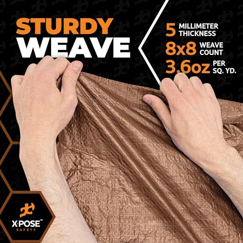 xpose safety Multipurpose Protective Cover Brown Poly Tarp 10' x 16' - Durable, Water Resistant, Weather Resistant - 5 Mil Thick Polyethylene - by Xpose Safety - Image 5