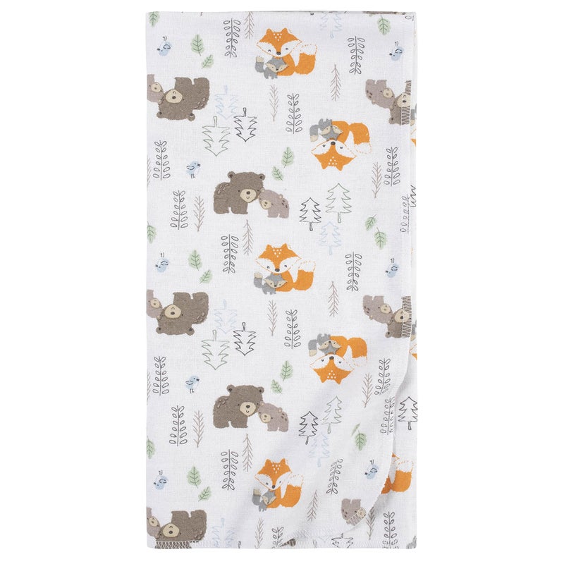 Gerber Boys Newborn Infant Baby Toddler Nursery 100% Cotton Flannel Receiving Swaddle Blanket, Woodland White, Pack of 5 - Image 2