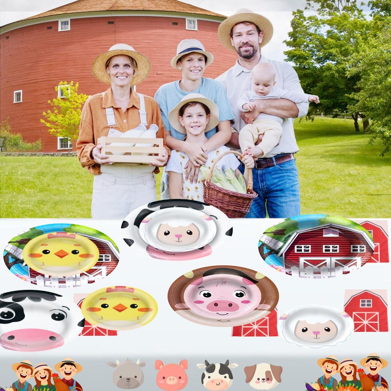 Hpscdyo 180Pcs Farm Animals Party Supplies Paper Plates and Napkins Serve 60 Disposable Tableware Set for Birthday Party Decorations Game Day Family Holiday Sports Events - Image 5