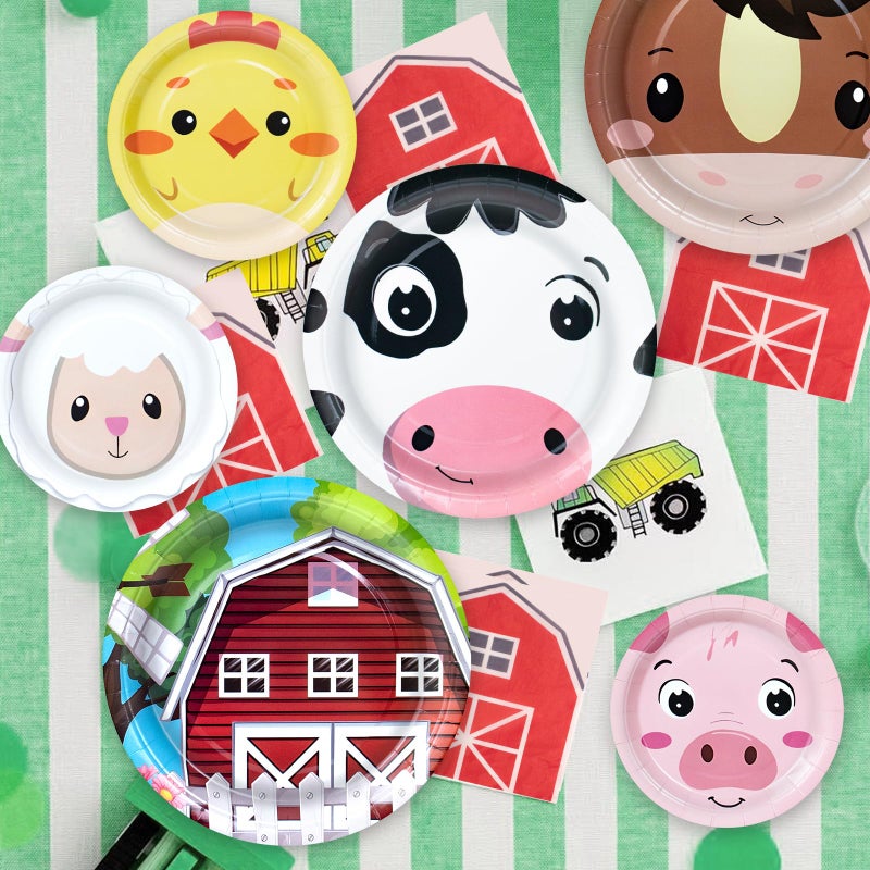 Hpscdyo 180Pcs Farm Animals Party Supplies Paper Plates and Napkins Serve 60 Disposable Tableware Set for Birthday Party Decorations Game Day Family Holiday Sports Events - Image 4