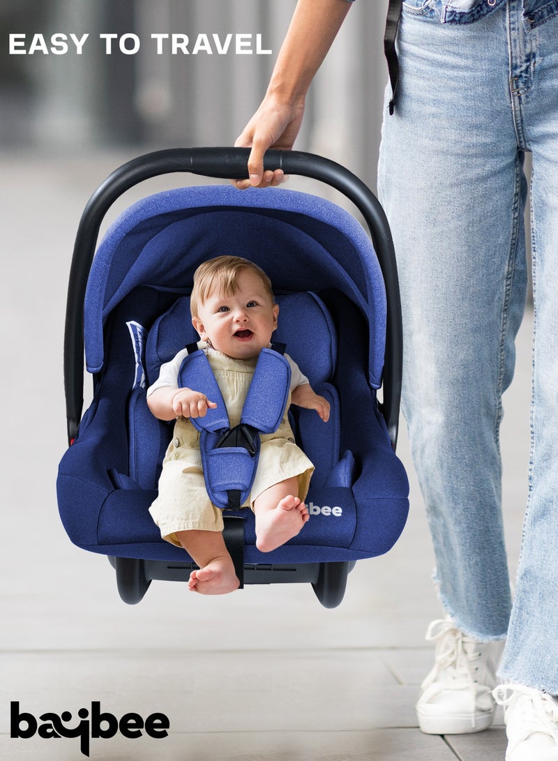 بيبي سرير أطفال متعدد الأغراض 3 في 1 مع مقعد سيارة بمقبض ومظلة ومقبض قابل للتعديل وحزام أمان ثلاثي النقاط لسرير أطفال محمول للأطفال حديثي الولادة من 0 إلى 15 شهرًا باللون الأزرق - Image 2