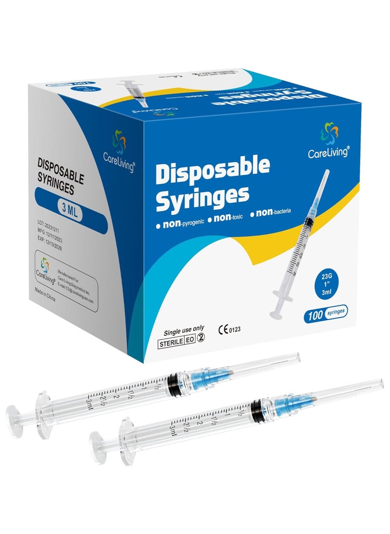 3W Healthcare 3Ml 23G 1In Luer locking syringe with needles 100PCS  - Image 1