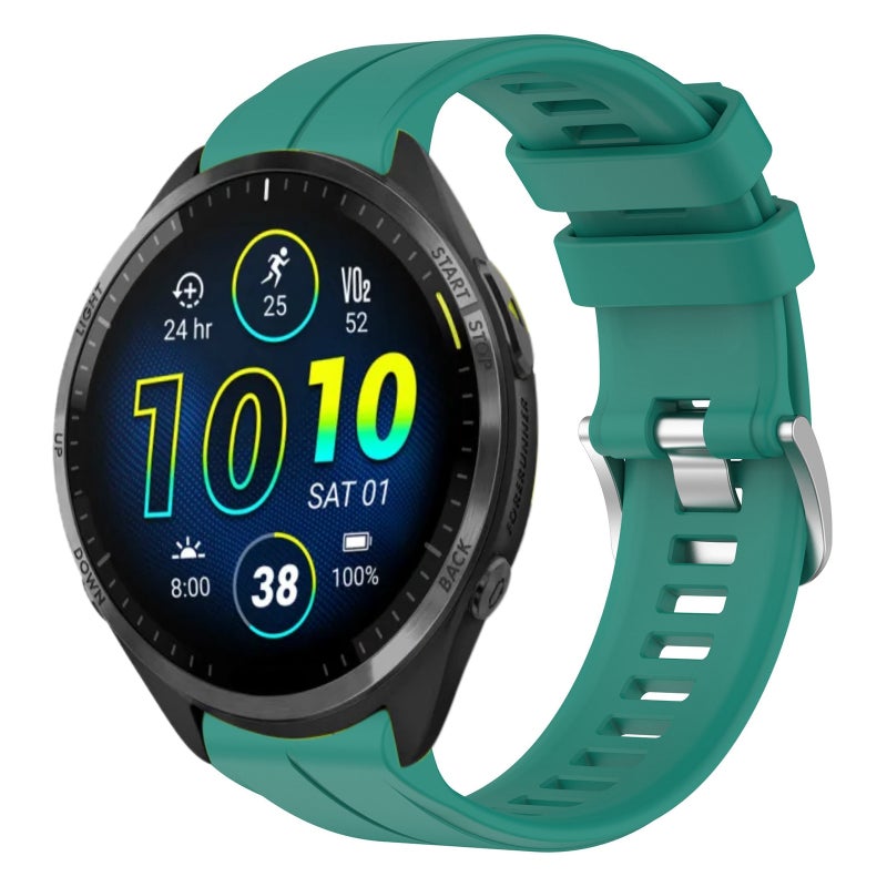 S-TOP For Garmin Forerunner 965 22mm Solid Color Silicone Watch Band(Green) - Image 1