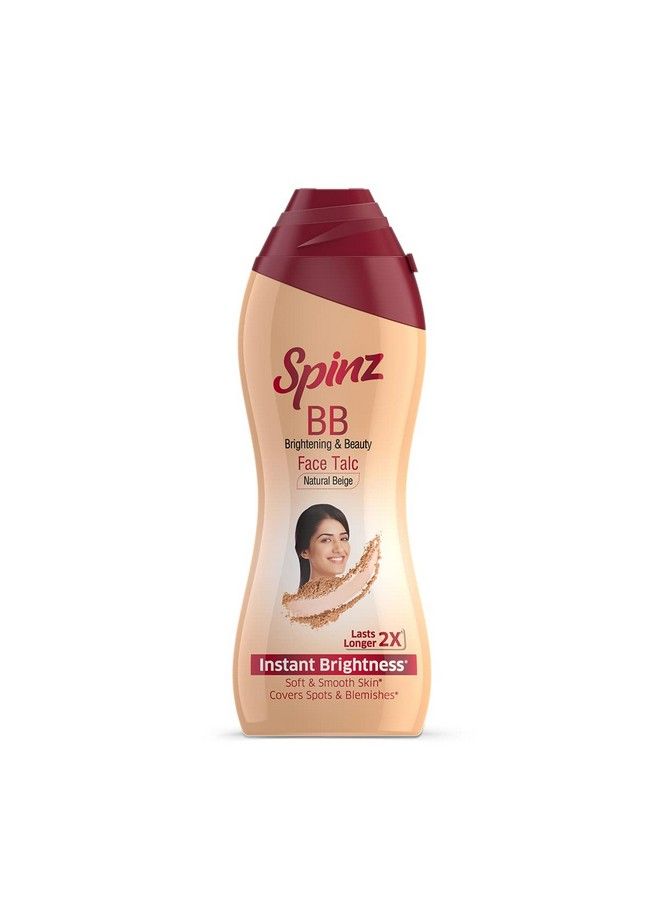 Spinz Bb Brightening & Beauty Face Talc For Instant Brightness That Lasts 2X Longer Covers Dark Spots And Blemishes Gives Soft And Smooth Skin (Natural Beige) 80 G Powder - Image 1