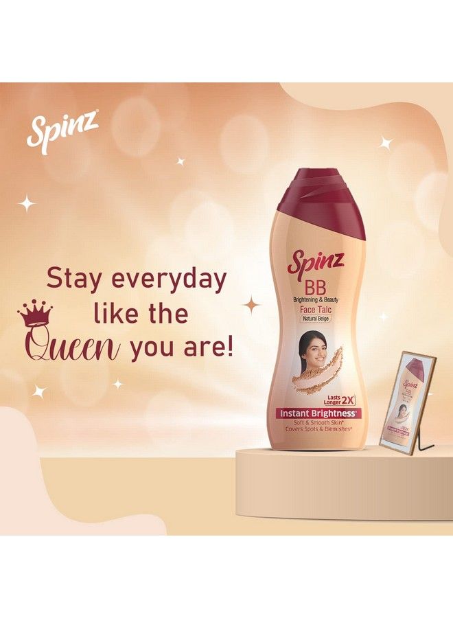 Spinz Bb Brightening & Beauty Face Talc For Instant Brightness That Lasts 2X Longer Covers Dark Spots And Blemishes Gives Soft And Smooth Skin (Natural Beige) 80 G Powder - Image 5