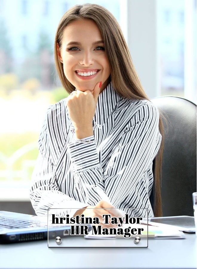 ستة قطع من لوحات الاسم الأكريليكية الشفافة مع قواعد - قابلة للتخصيص، مثالية للمكتب، الفصل الدراسي، المنزل، وزينة المعلمين، لافتات أنيقة شخصية مناسبة للباب أو الجدار - Image 3