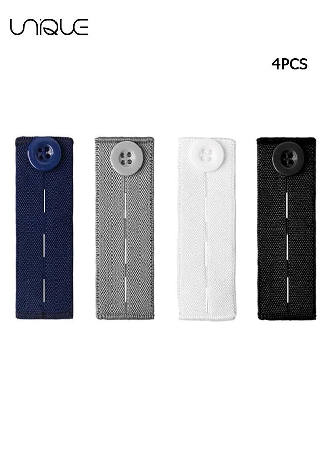 Unique 4 PCS Elastic Waistband Extenders, Adjustable Waist Extenders for Pants for Women and Men, Pregnancy Pants Extender Jeans Pants Button Extender (4 Colors)  - Image 1