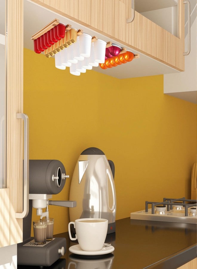 VOMELON K Cup Holder,Wooden Coffee Pod Holder,10 PCS Under Cabinets Wall Mounte Vertically/Horizontally,Coffee Pod Storage for Coffee Shop Desktop Office and Kitchen, Bamboo Wood - Image 5