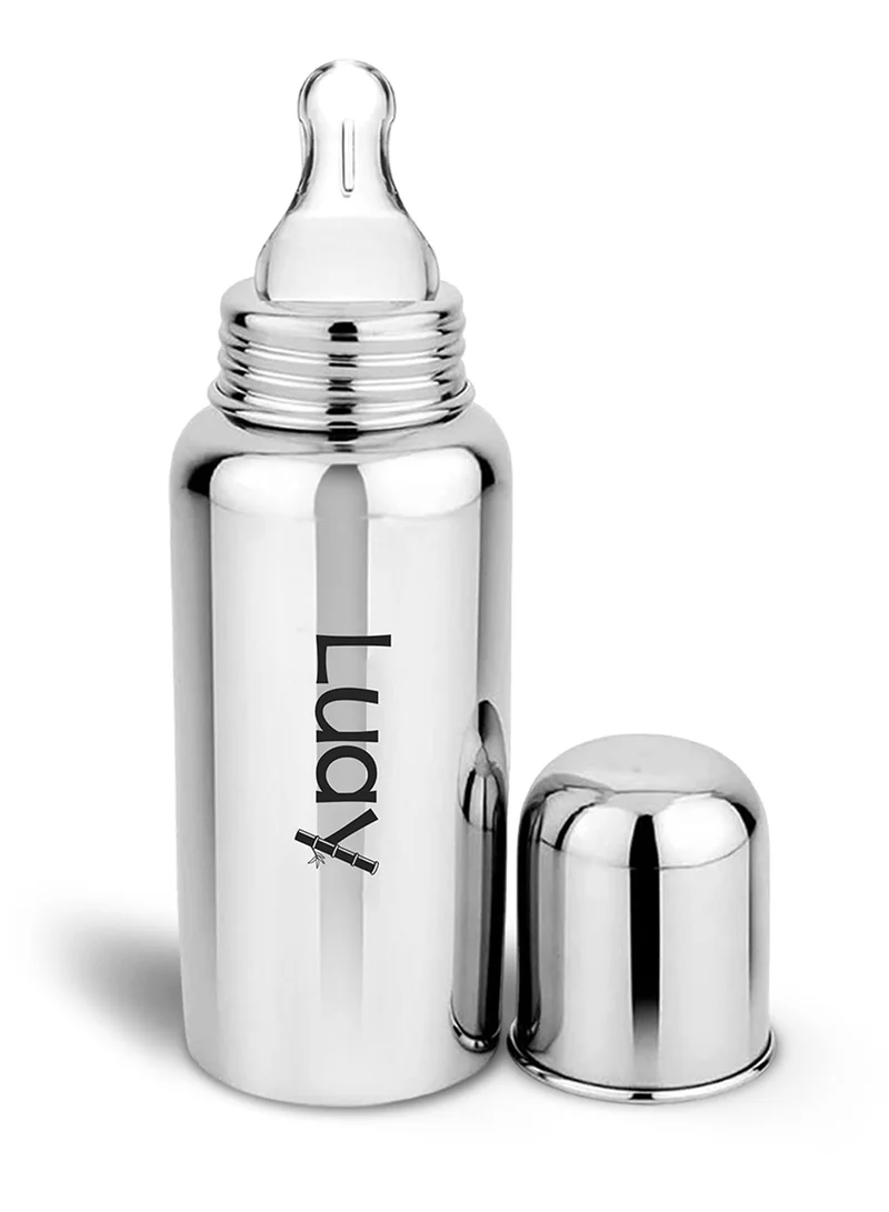 LUAY Baby Steel Feeding Bottle 250ml | Baby Milk Bottle with Advanced Anti Colic Valve, BPA Free, Soft Silicone Teat, Wide Neck for Babies/Infants/Newborns Available Single of 0-2 Years