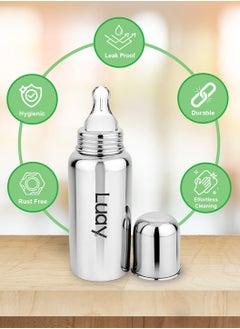 Baby Steel Feeding Bottle 250ml | Baby Milk Bottle with Advanced Anti Colic Valve, BPA Free, Soft Silicone Teat, Wide Neck for Babies/Infants/Newborns Available Single of 0-2 Years - pzsku/Z2432DD093B9BE29E5210Z/45/_/1733227008/bd9efcf5-6daa-4f1c-8597-a9f9e354a370