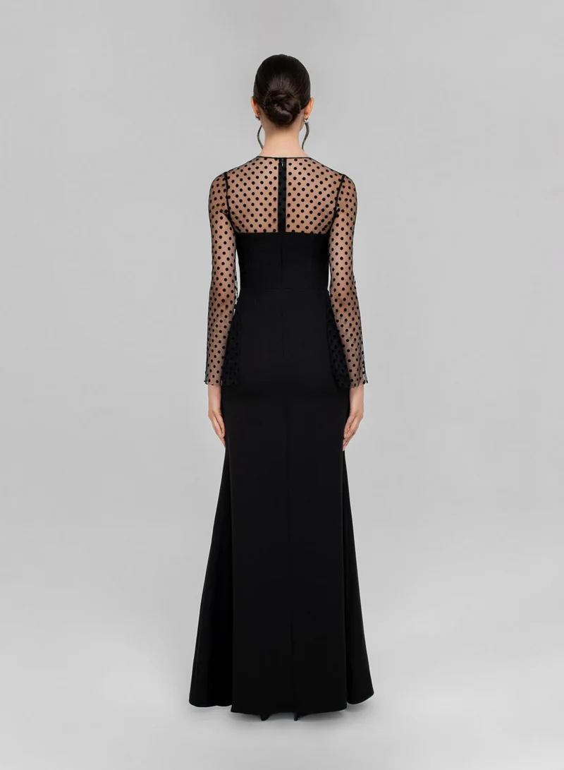 CHASE Crew Neck Mesh Detailed Maxi Dress