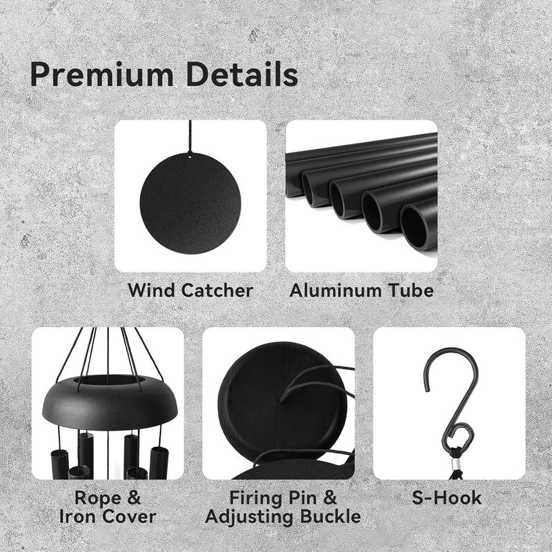 Litu Wind Chimes for Outside with Iron Cover for Mother's Day. 32 Inches Deep Tone Windchimes for Outdoor with 6 Thickened Aluminum Tubes. Memorial Gift for Loss of Loved One, Sympathy Wind Chimes - Image 3