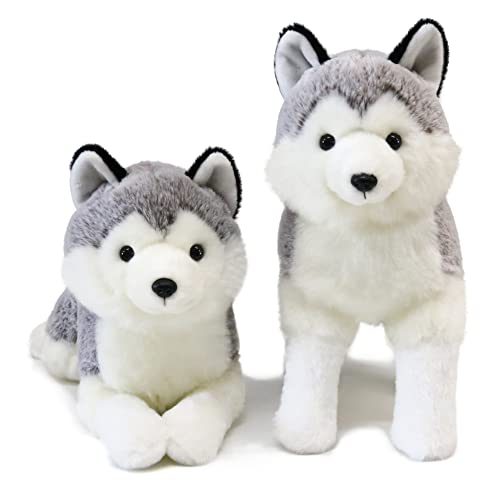 Ice King Bear 2 Pcs Siberian Huskies Stuffed Animals Standing and Lying Plush Toy - Image 1