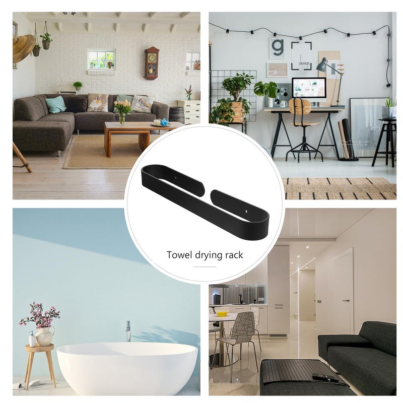 Space Aluminum Punch Free Towel Bar 30cm Black For Bathroom And Kitchen - Image 4