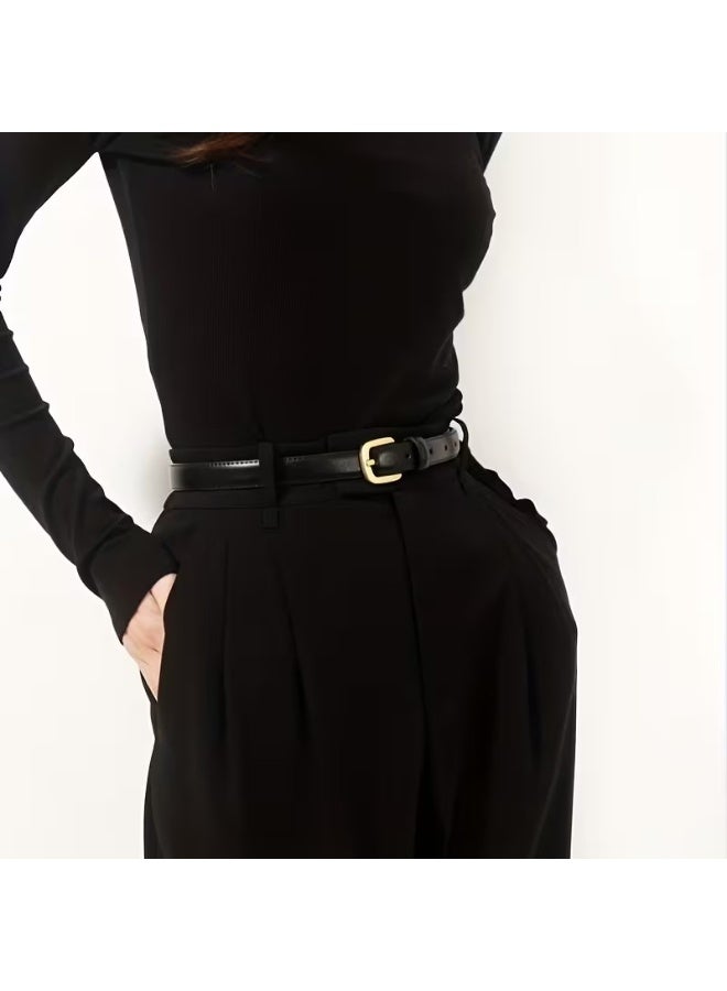Goolsky Simple Pin Buckle Skinny Belts Solid Color PU Waistband Adjustable Thin Belt Jeans Pants Belt For Women - Image 4