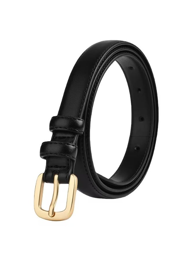 Goolsky Simple Pin Buckle Skinny Belts Solid Color PU Waistband Adjustable Thin Belt Jeans Pants Belt For Women - Image 2