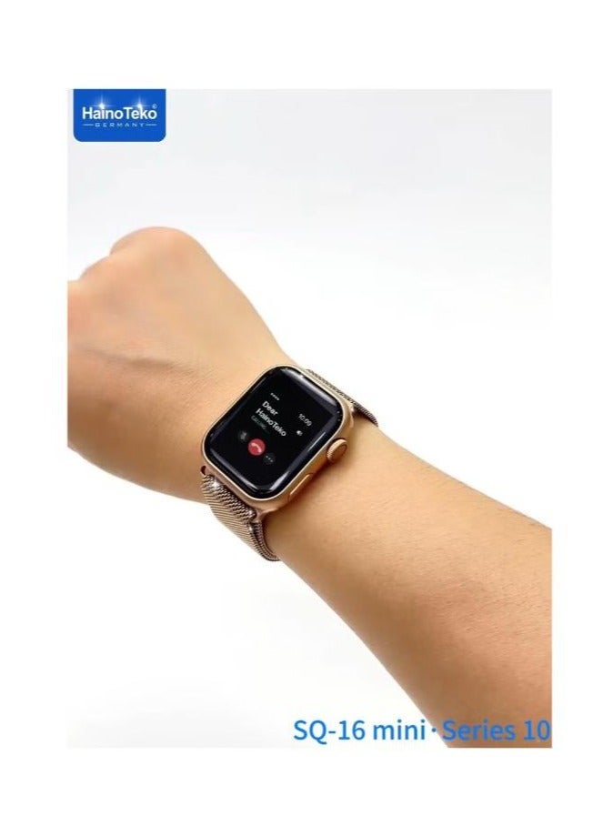 Haino Teko HainoTeko SQ-16 Mini Series 10 AMOLED Display Smart Watch With Stylish Bracelet 3 Pair Straps and Charging Cable Designed for Ladies (GOLD) - Image 2