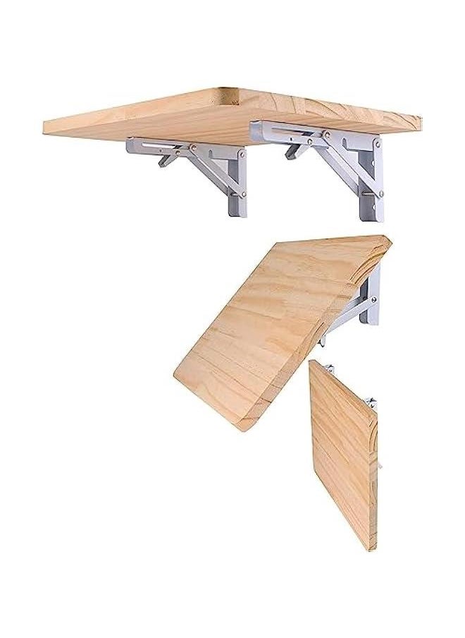 HOOKOR Folding Shelf Brackets - Heavy Duty Stainless Steel Collapsible Shelf Bracket for Bench Table, Space Saving DIY Bracket, Max Load: 550lb (White, 8 inch)  - Image 2