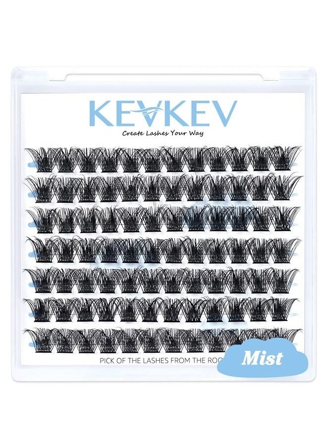 KevKev Lash Clusters 84 Pcs Cluster Lashes Eyelash Clusters DIY Cluster Eyelash Extensions Individual Lashes Thin Band & Soft(Mist,D-12mm)  - Image 1